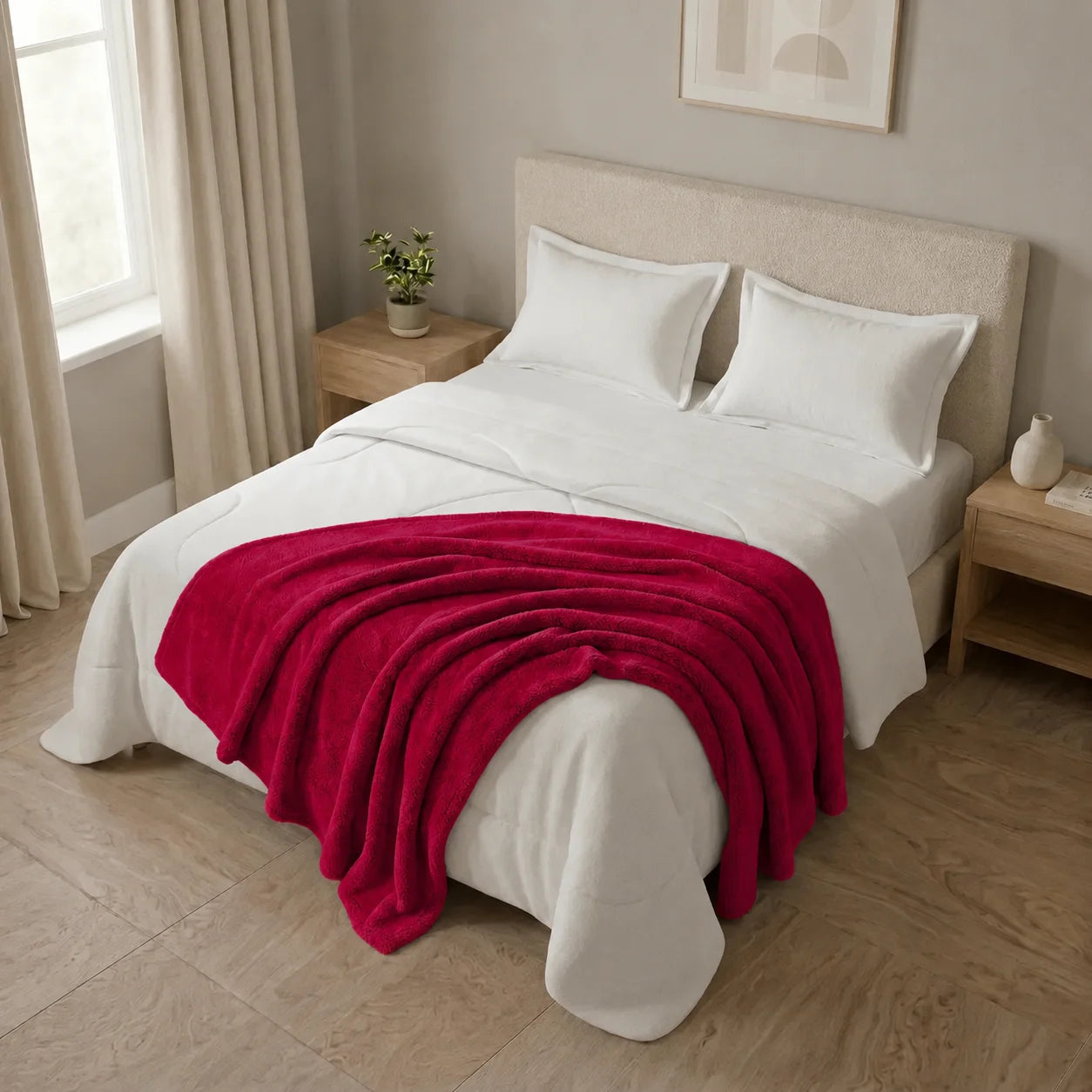 Cobija Piel Durazno Soft Rojo Escarlata