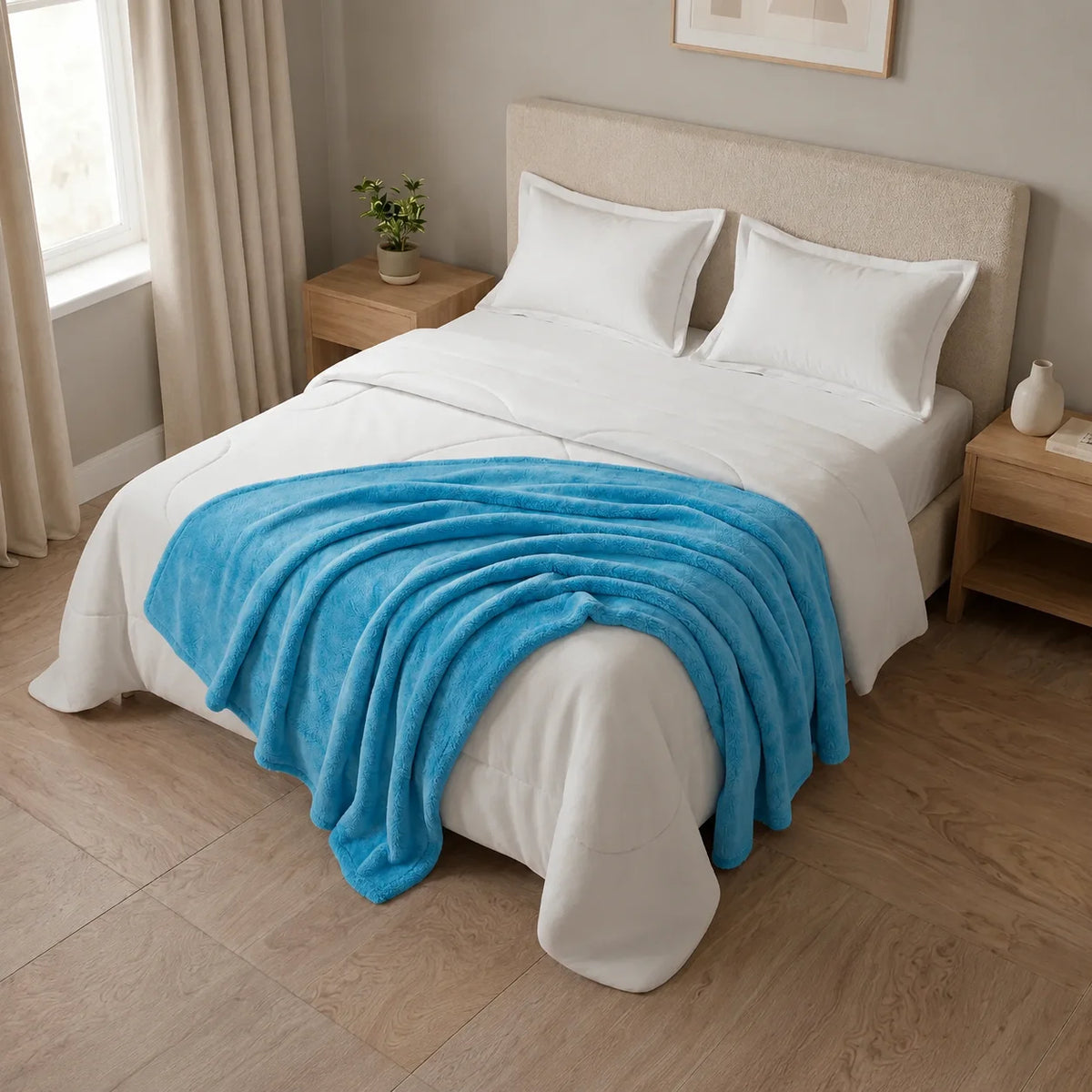 Cobija Piel Durazno Soft Azul Aqua