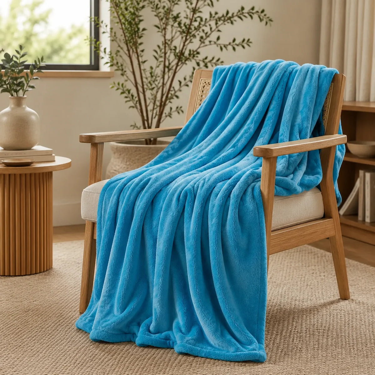 Cobija Piel Durazno Soft Azul Aqua