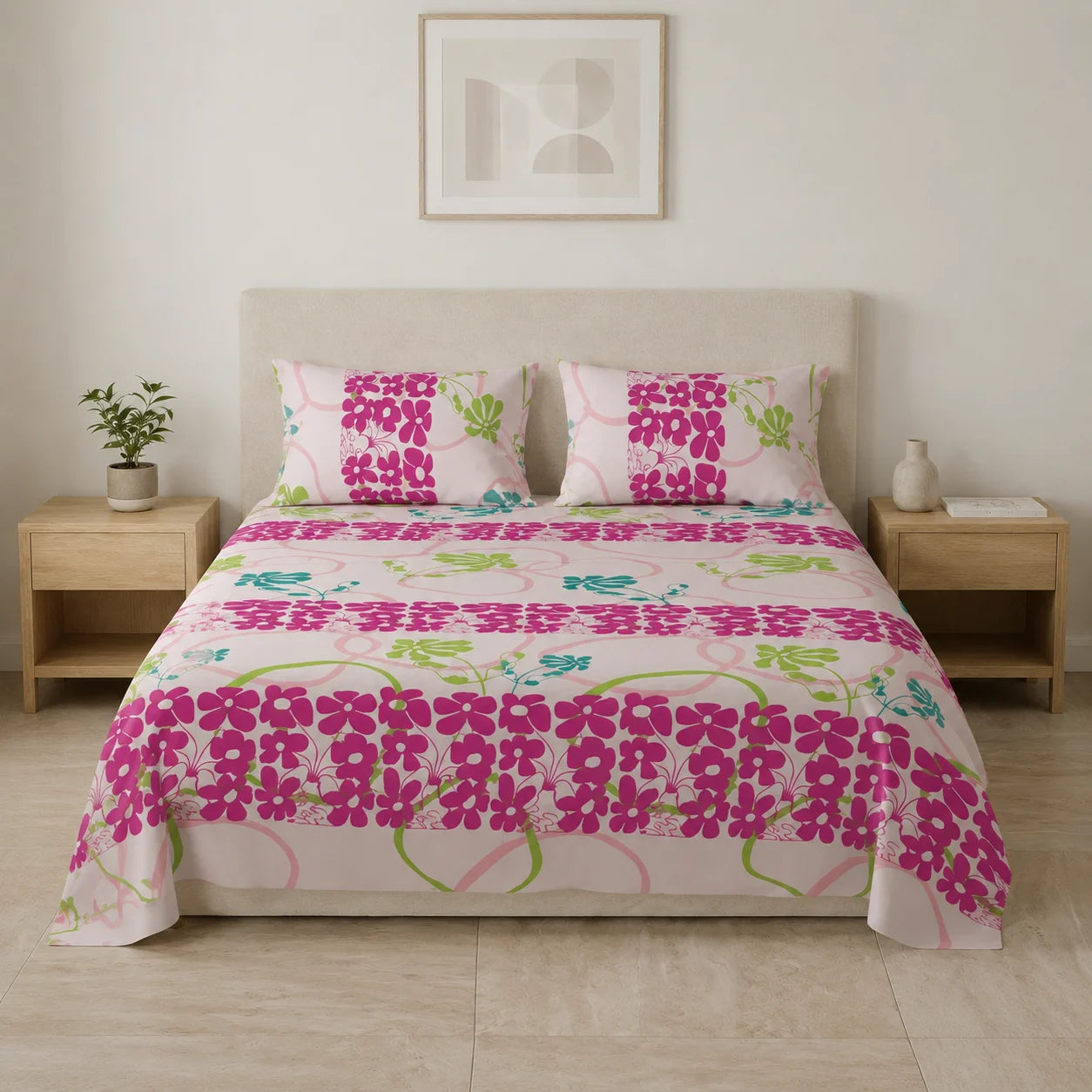 Juego De Sábanas Microfibra Suavizada Petalia Fucsia