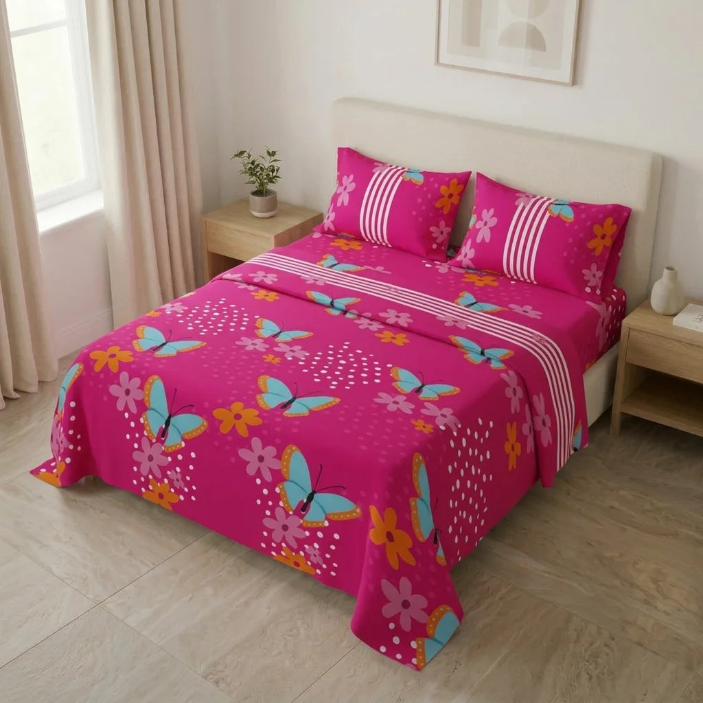 Juego De Sábanas Microfibra Suavizada Glow Fucsia