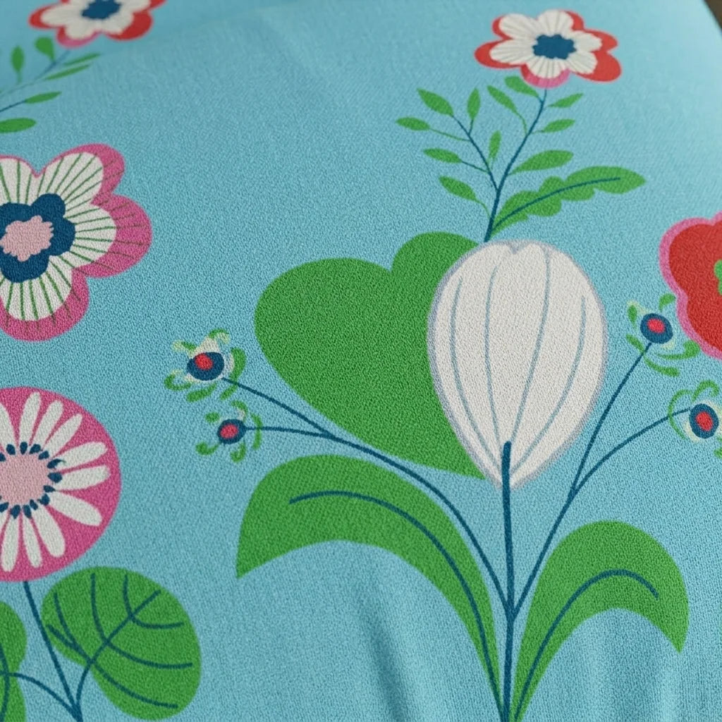 Juego De Sábanas Con Cortinas Floralia Coral Azul