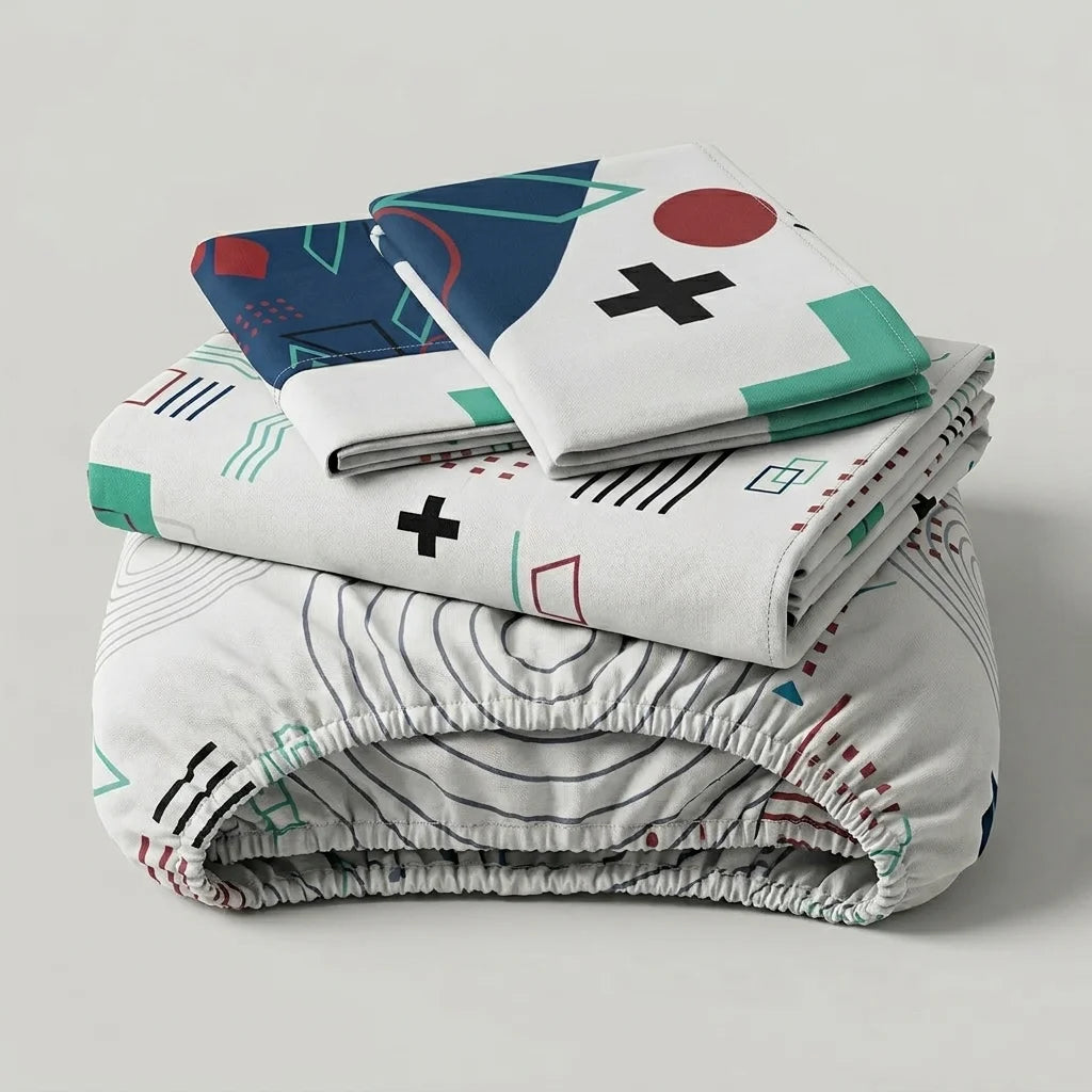 Juego De Sábanas Con Cortinas Fusión Moderna Blanca