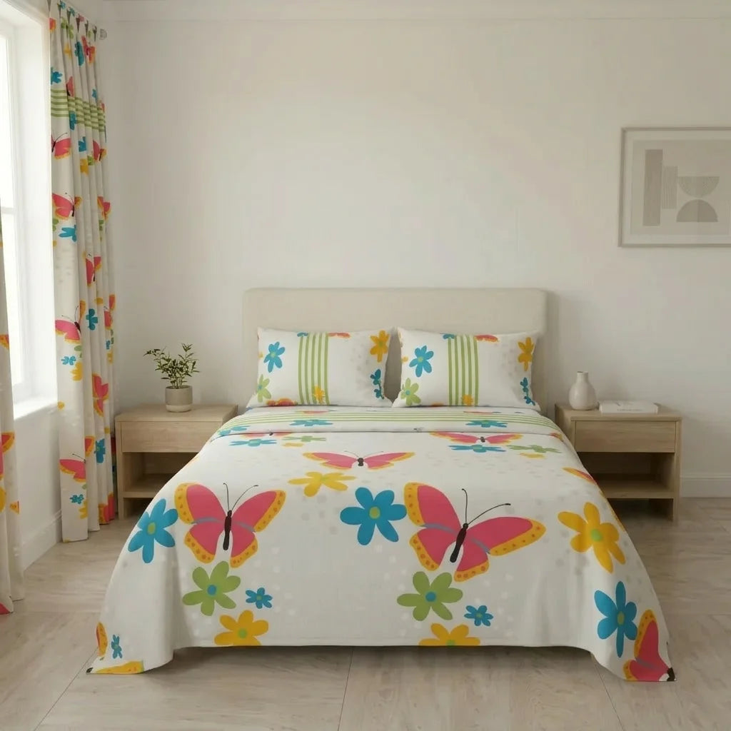 Juego De Sábanas Con Cortinas Glow Colorido