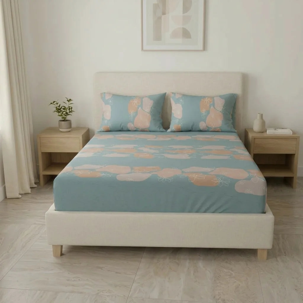Sábana Ajustable Sueños Océano Floreciente Azul