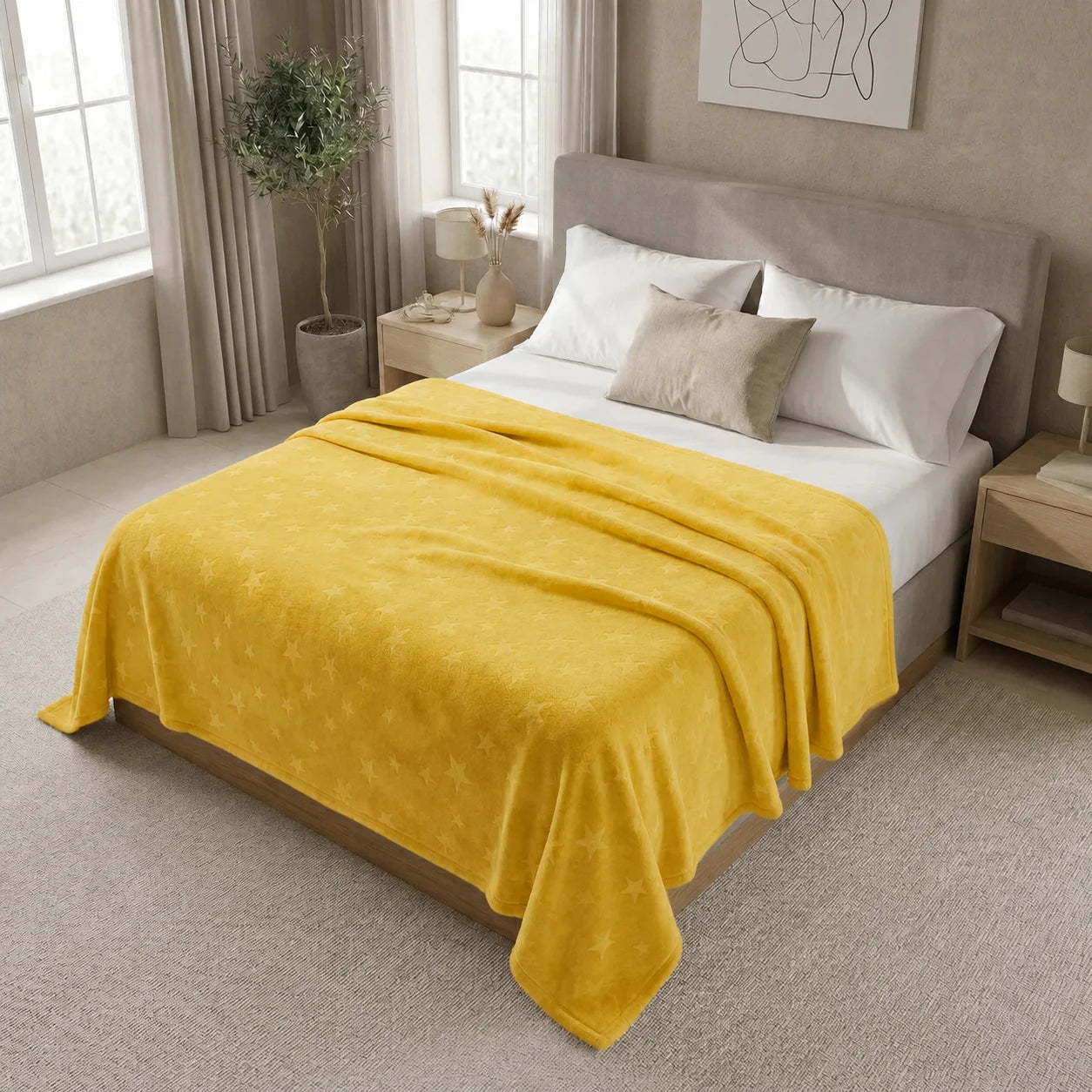 Cobija Comfortsoft Amarilla  Estrellas Suave