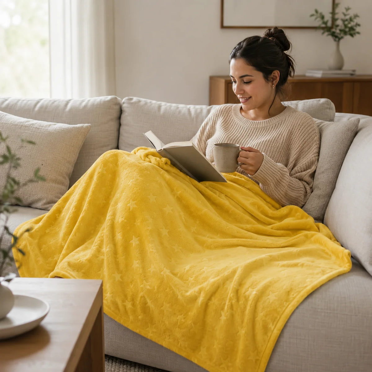 Cobija Comfortsoft Amarilla  Estrellas Suave