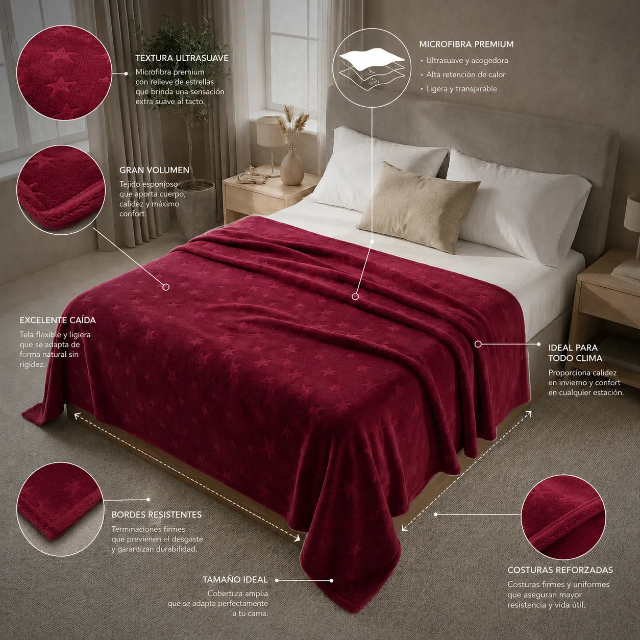 Cobija Comfortsoft Vino Estrellas Suave