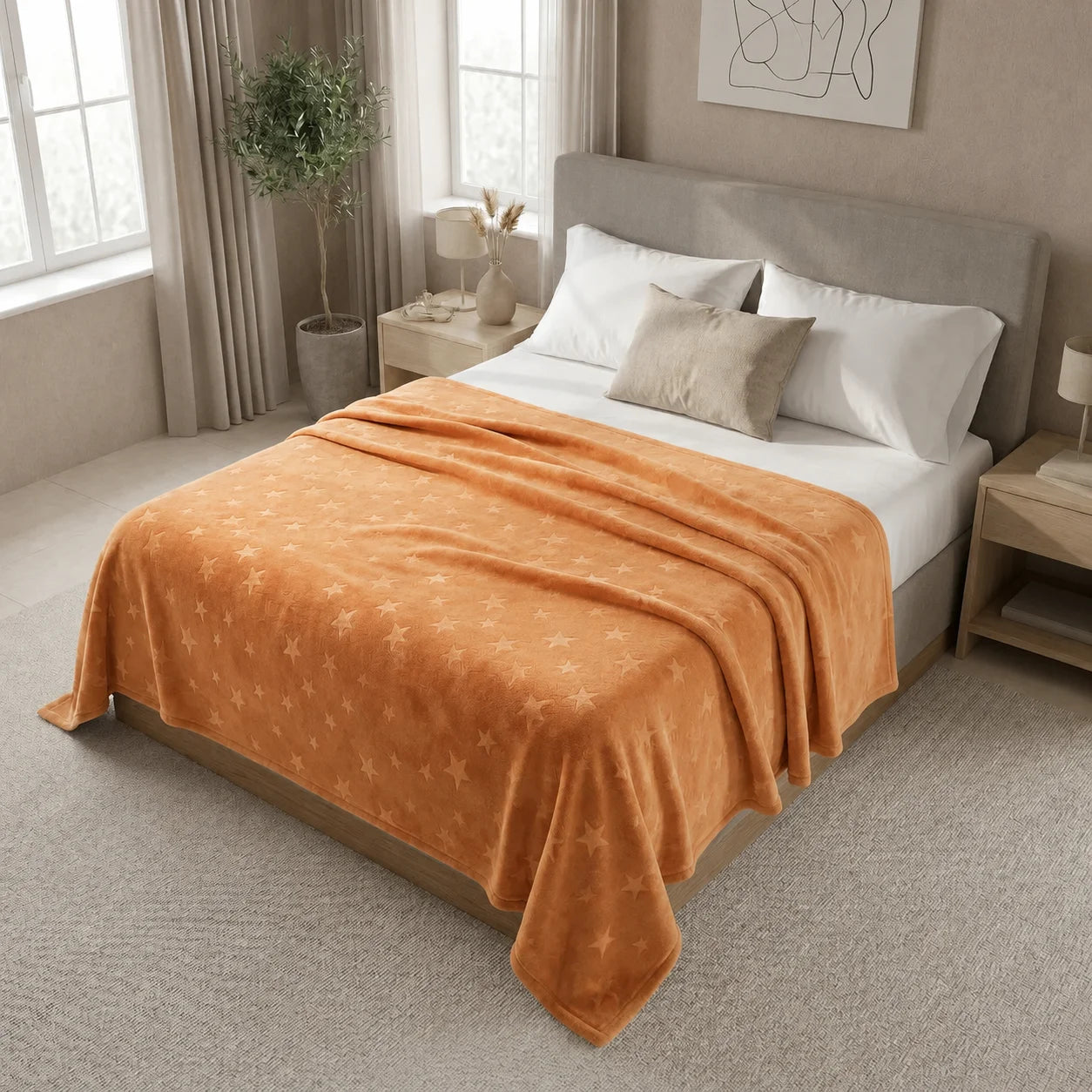 Cobija Comfortsoft Naranja Estrellas Suave