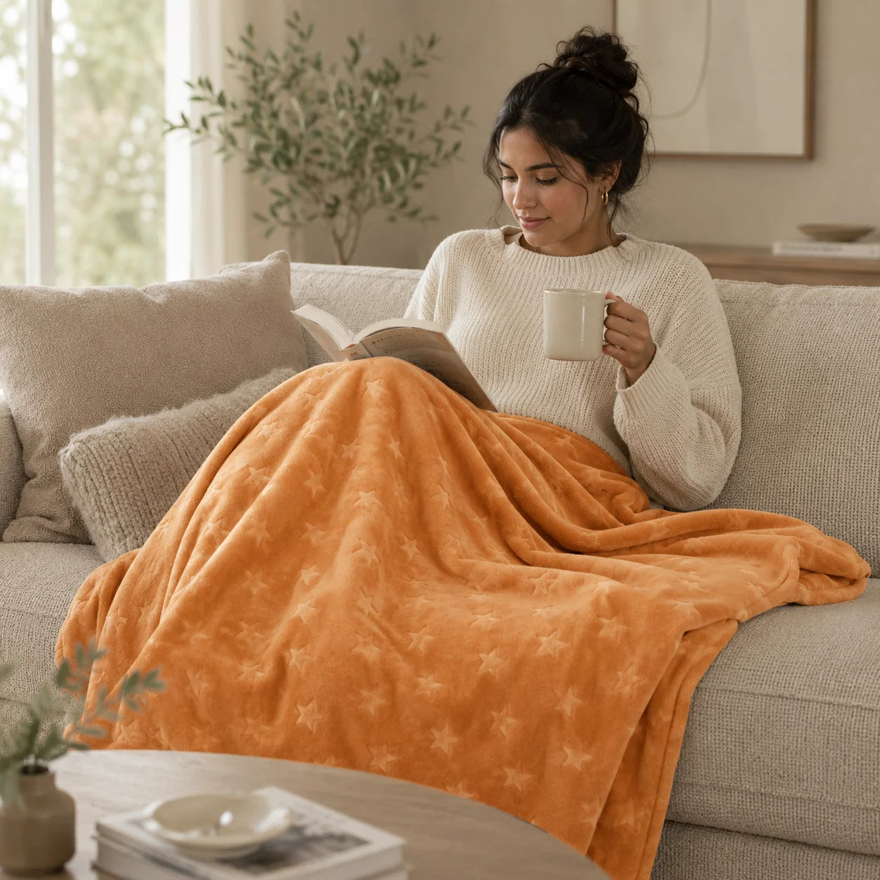 Cobija Comfortsoft Naranja Estrellas Suave