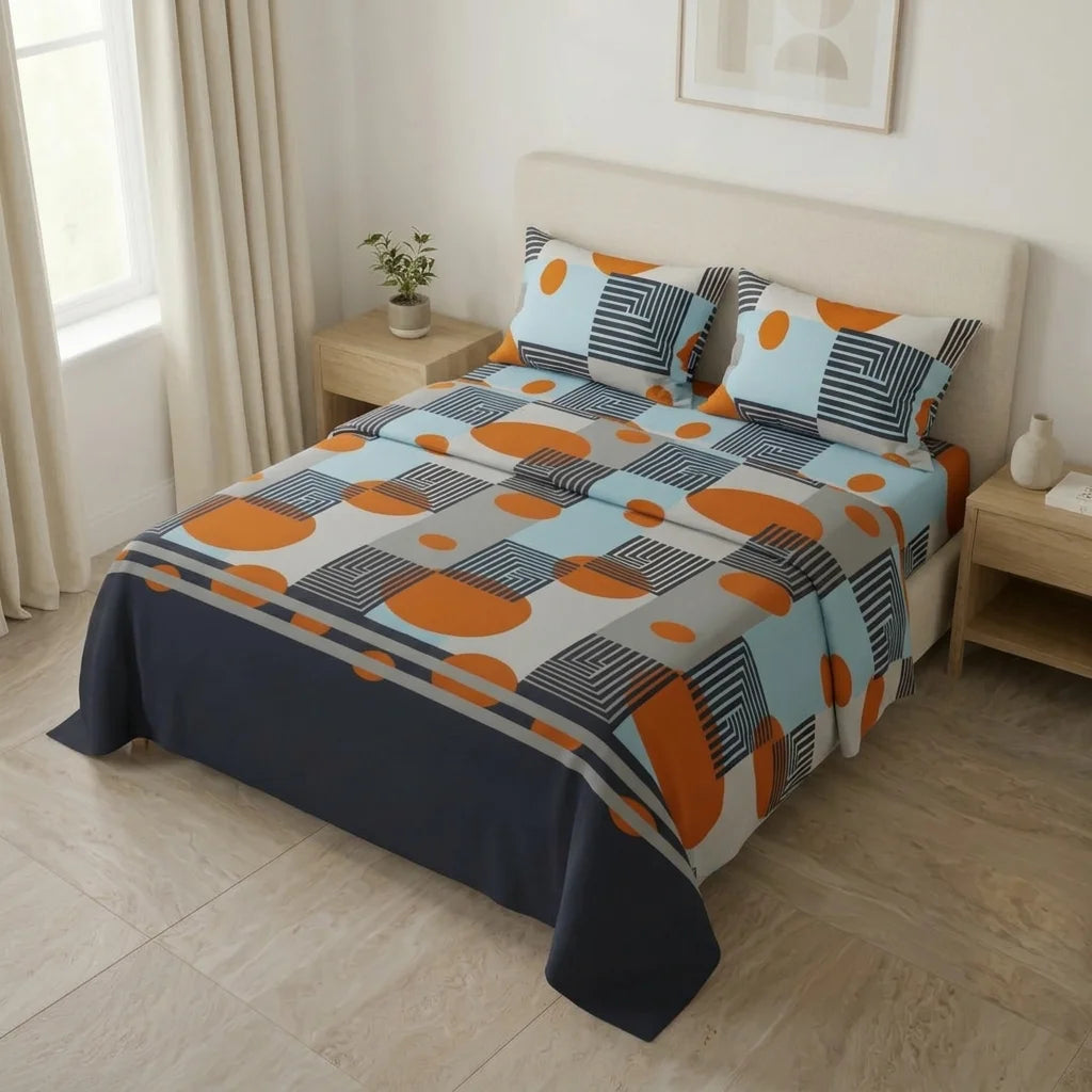 Juego De Sábanas Microfibra Suavizada Savanna Cruzada Naranja