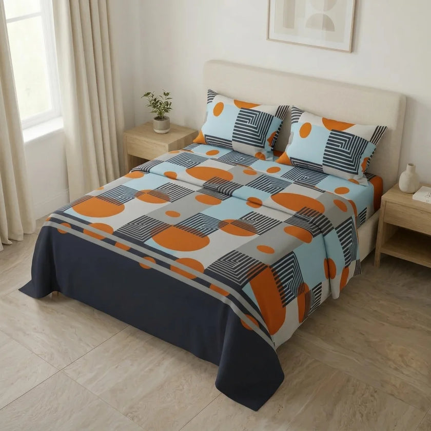 Juego De Sábanas Microfibra Suavizada Savanna Cruzada Naranja