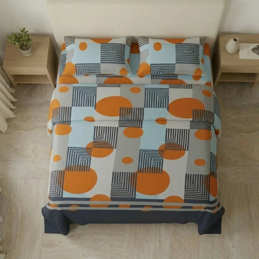 Juego De Sábanas Microfibra Suavizada Savanna Cruzada Naranja