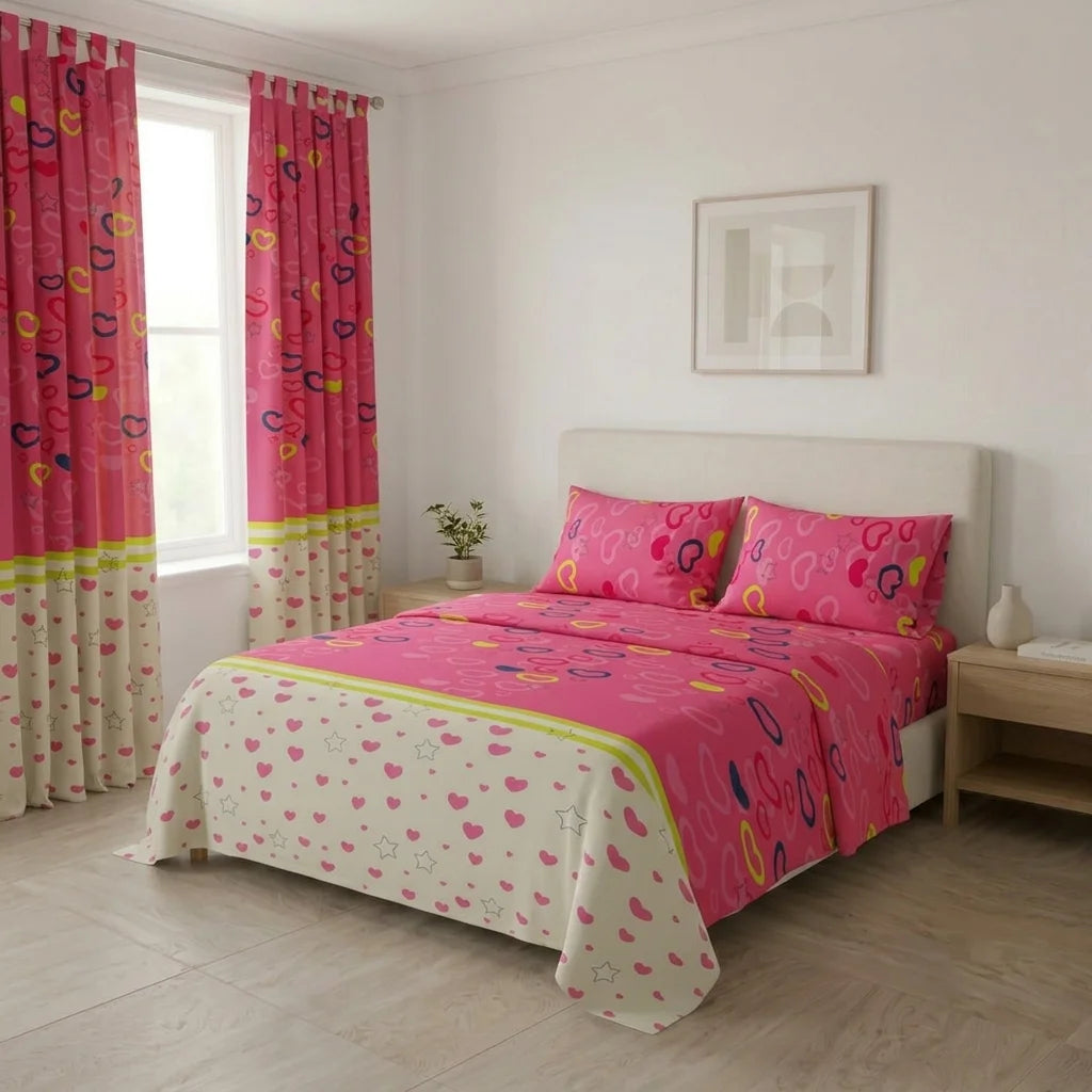 Juego De Sábanas Con Cortinas Amor Entrelazado