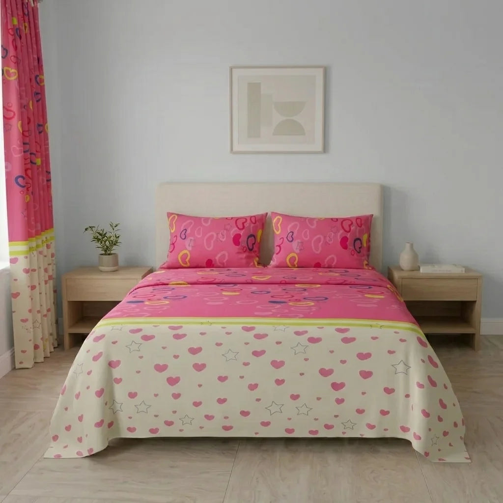 Juego De Sábanas Con Cortinas Amor Entrelazado