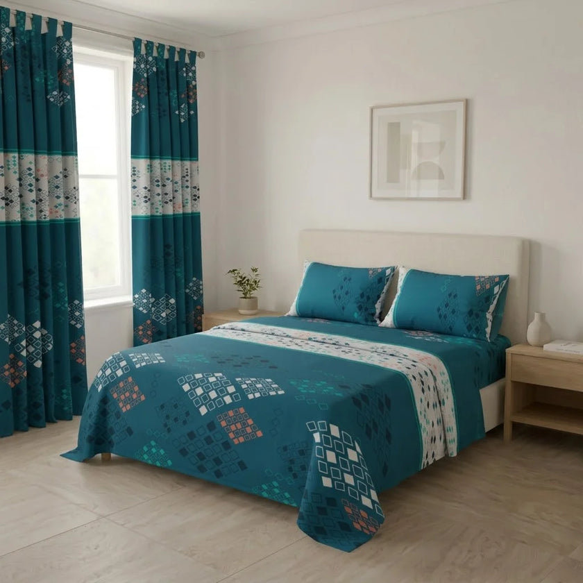 Juego De Sábanas Con Cortinas Geometría Inversa