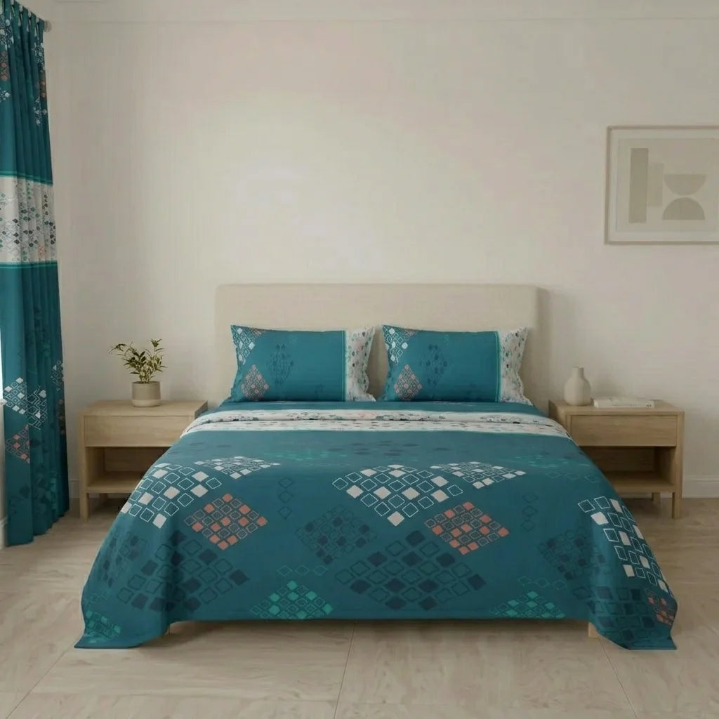 Juego De Sábanas Con Cortinas Geometría Inversa