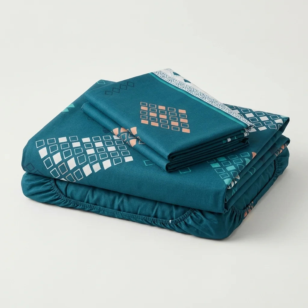 Juego De Sábanas Con Cortinas Geometría Inversa