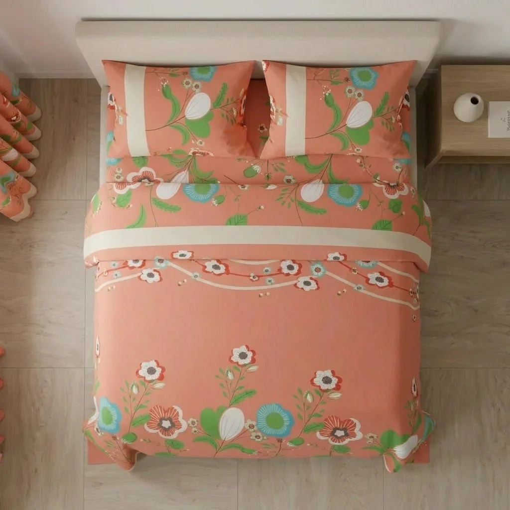 Juego De Sábanas Con Cortinas Flora Silvestre