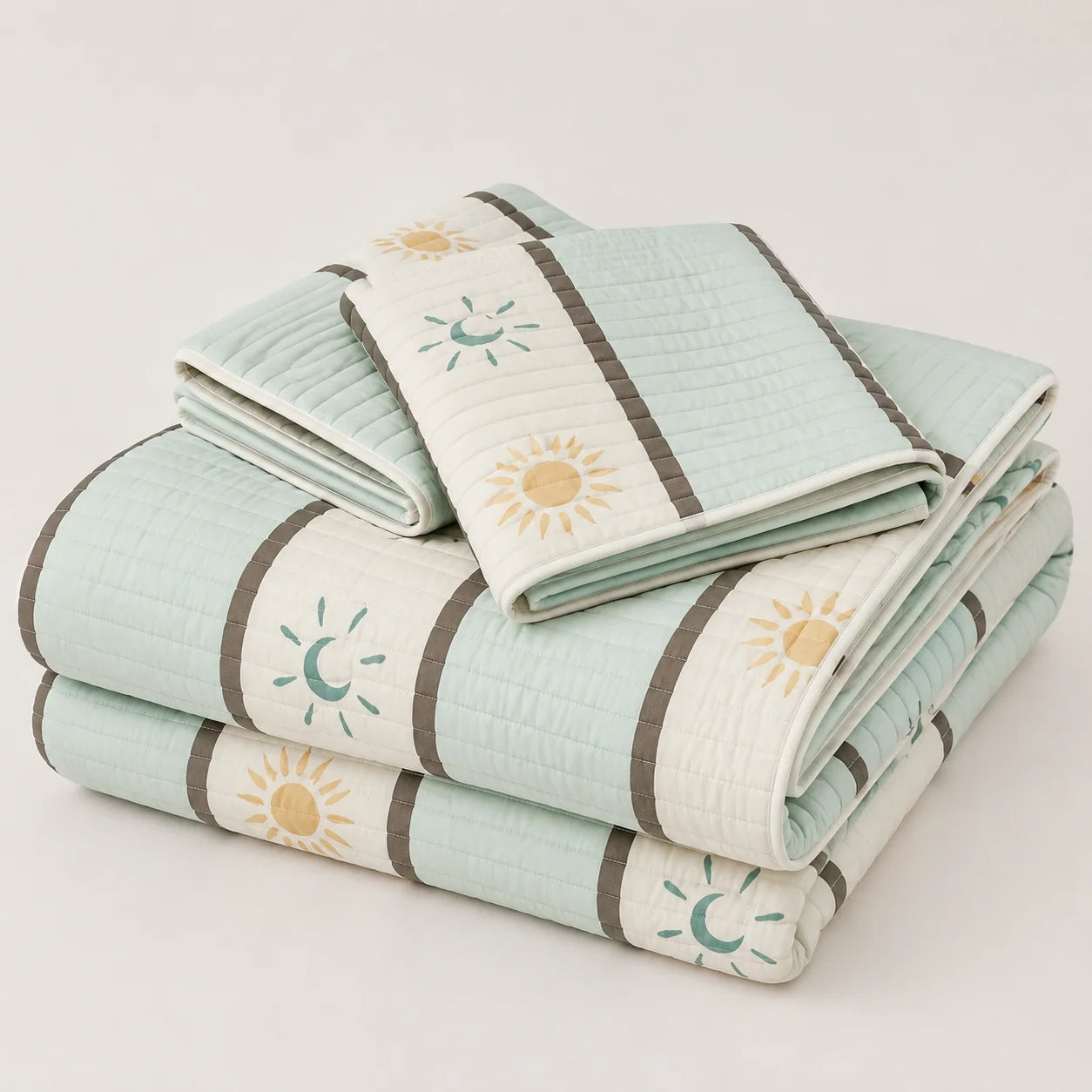 Cubrelecho Estampado Prensado Doble Faz Luna Celestial