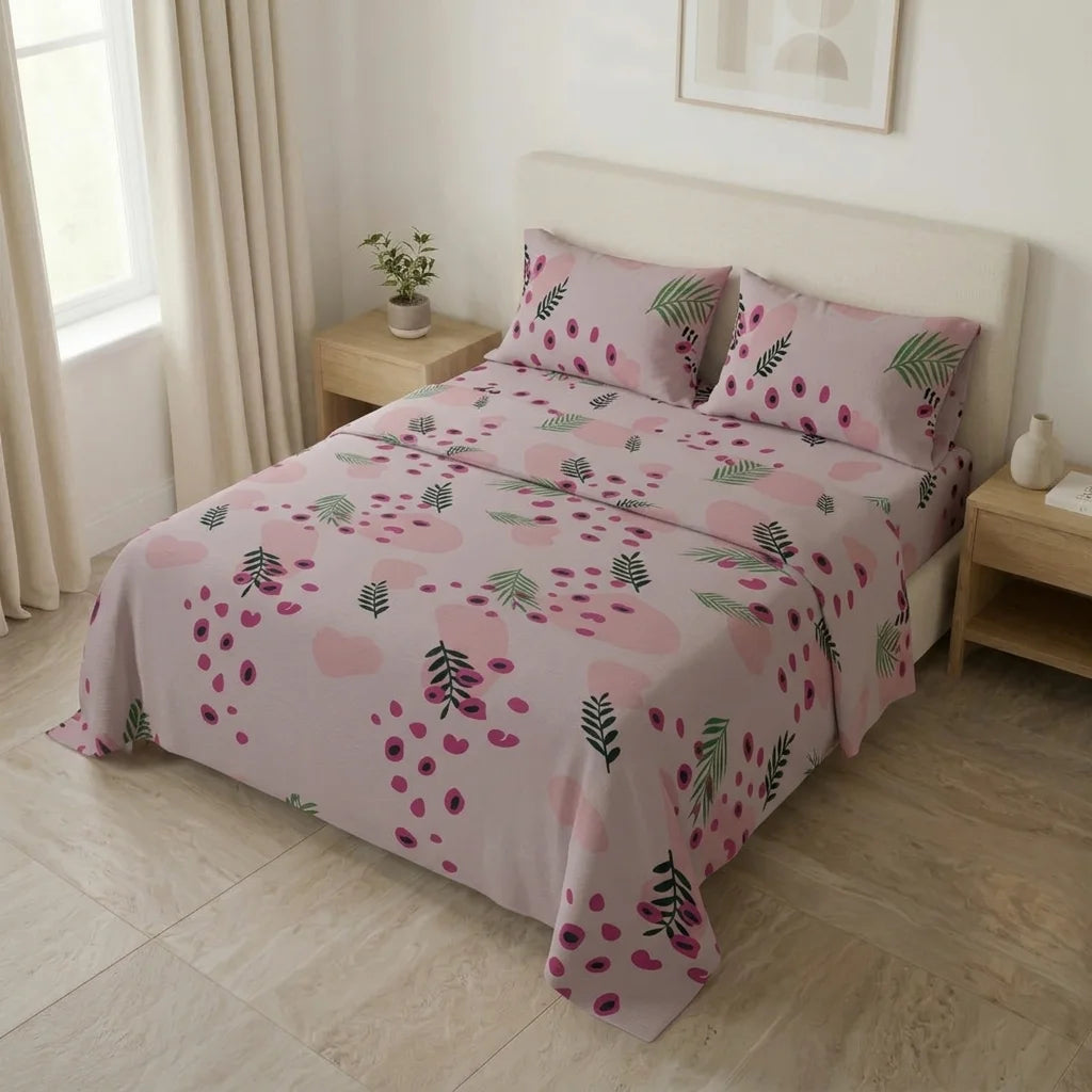 Juego De Sábanas Microfibra Suavizada Jardín Botánico Rosa