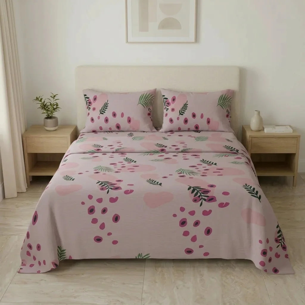 Juego De Sábanas Microfibra Suavizada Jardín Botánico Rosa