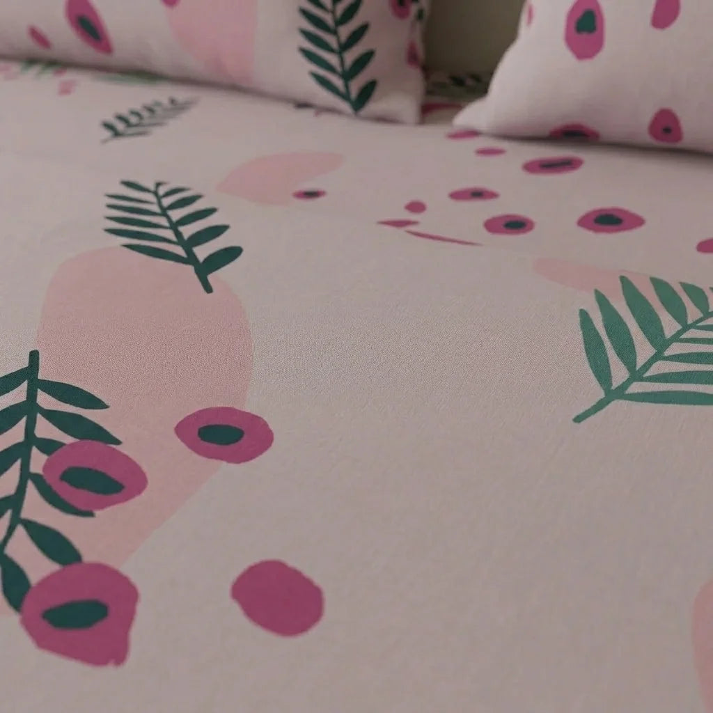 Juego De Sábanas Microfibra Suavizada Jardín Botánico Rosa