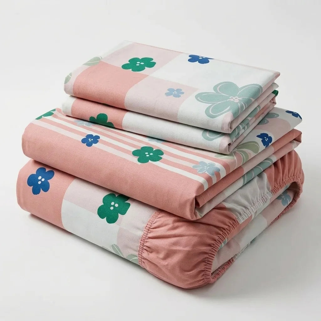 Juego De Sábanas Microfibra Suavizada  Rosella Floral Salmon