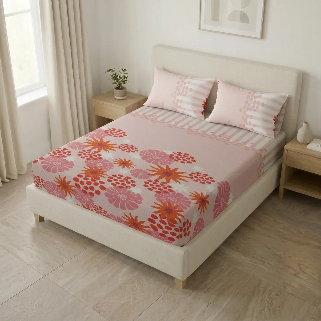 Sábana Ajustable Petalias Rosa