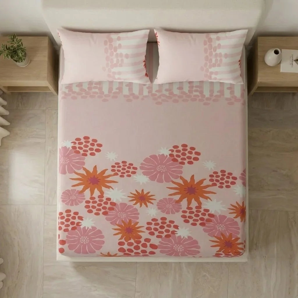 Sábana Ajustable Petalias Rosa