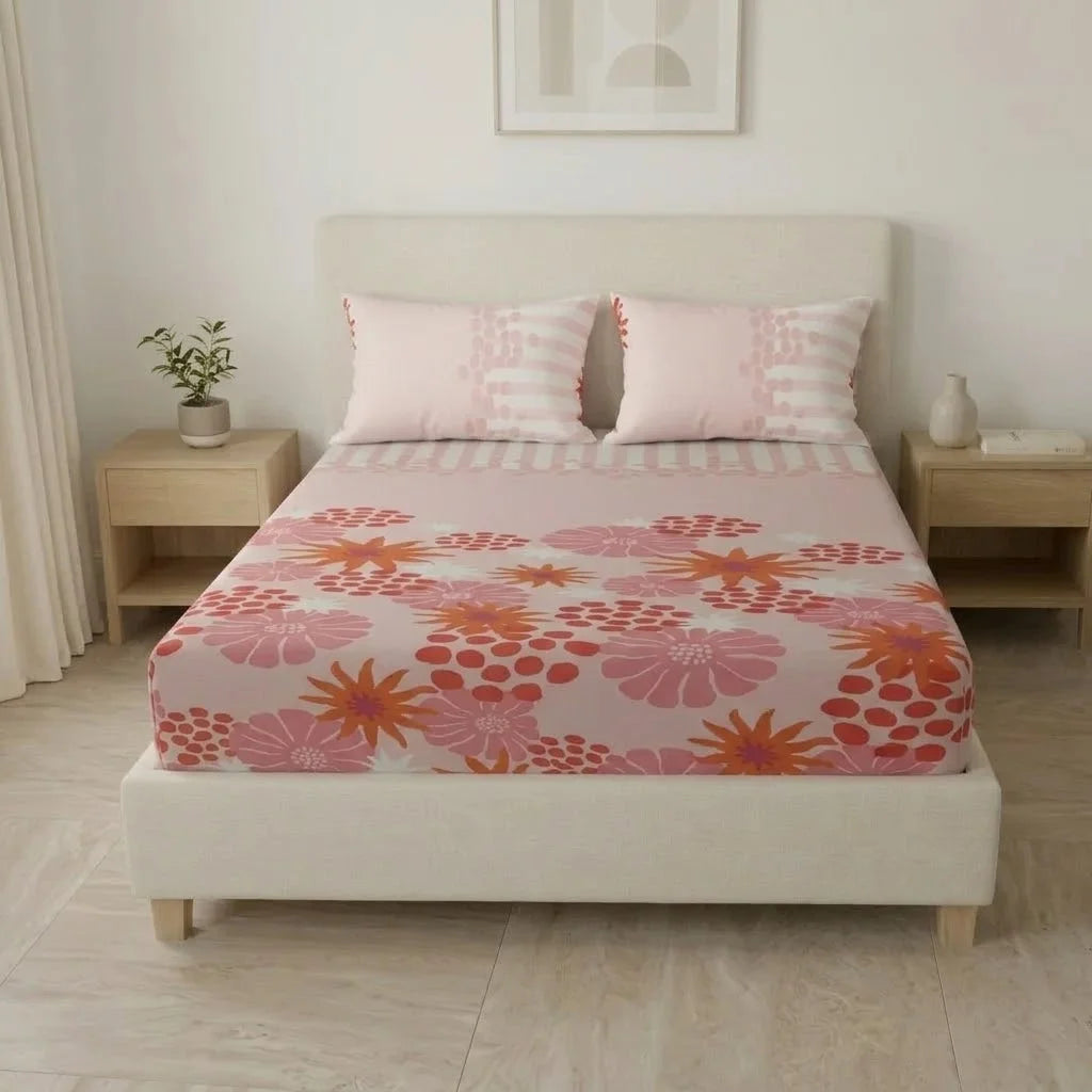 Sábana Ajustable Petalias Rosa