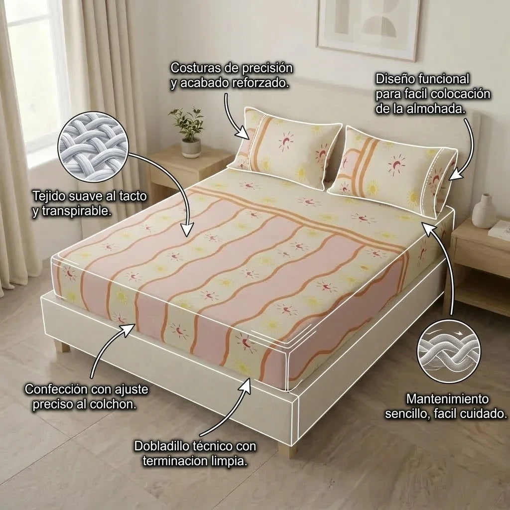 Sábana Ajustable Luna Celestial Amarilla