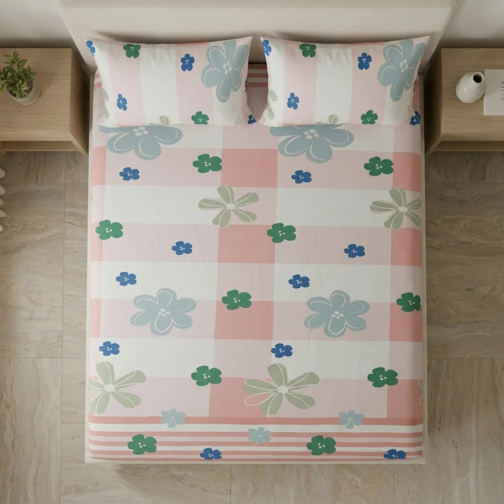 Sábana Ajustable Rosella Floral Salmon