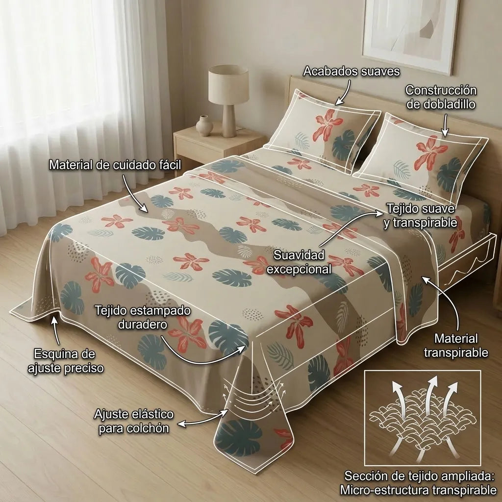 Juego De Sabanas 180 Hilos Océano Costero
