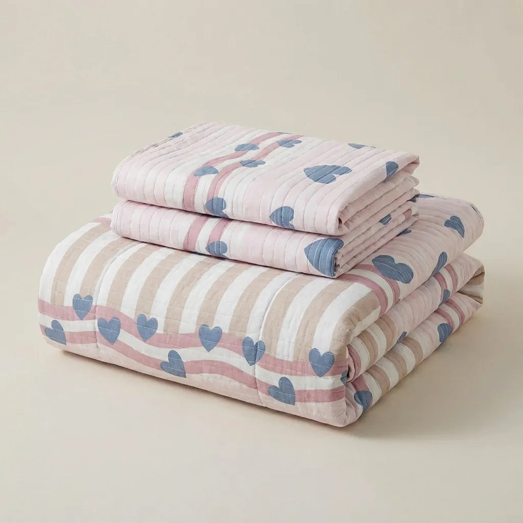 Cubrelecho Estampado Prensado Doble Faz  Petalias Rosa