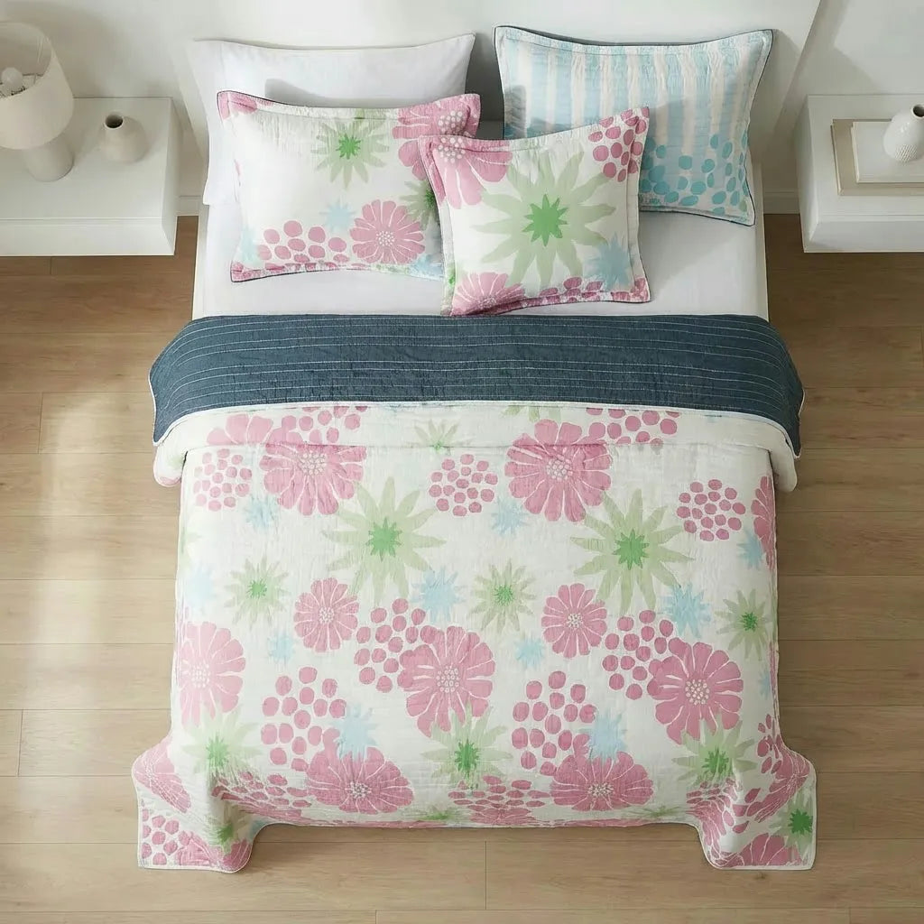 Cubrelecho Estampado Prensado Doble Faz Bubble Form Azul