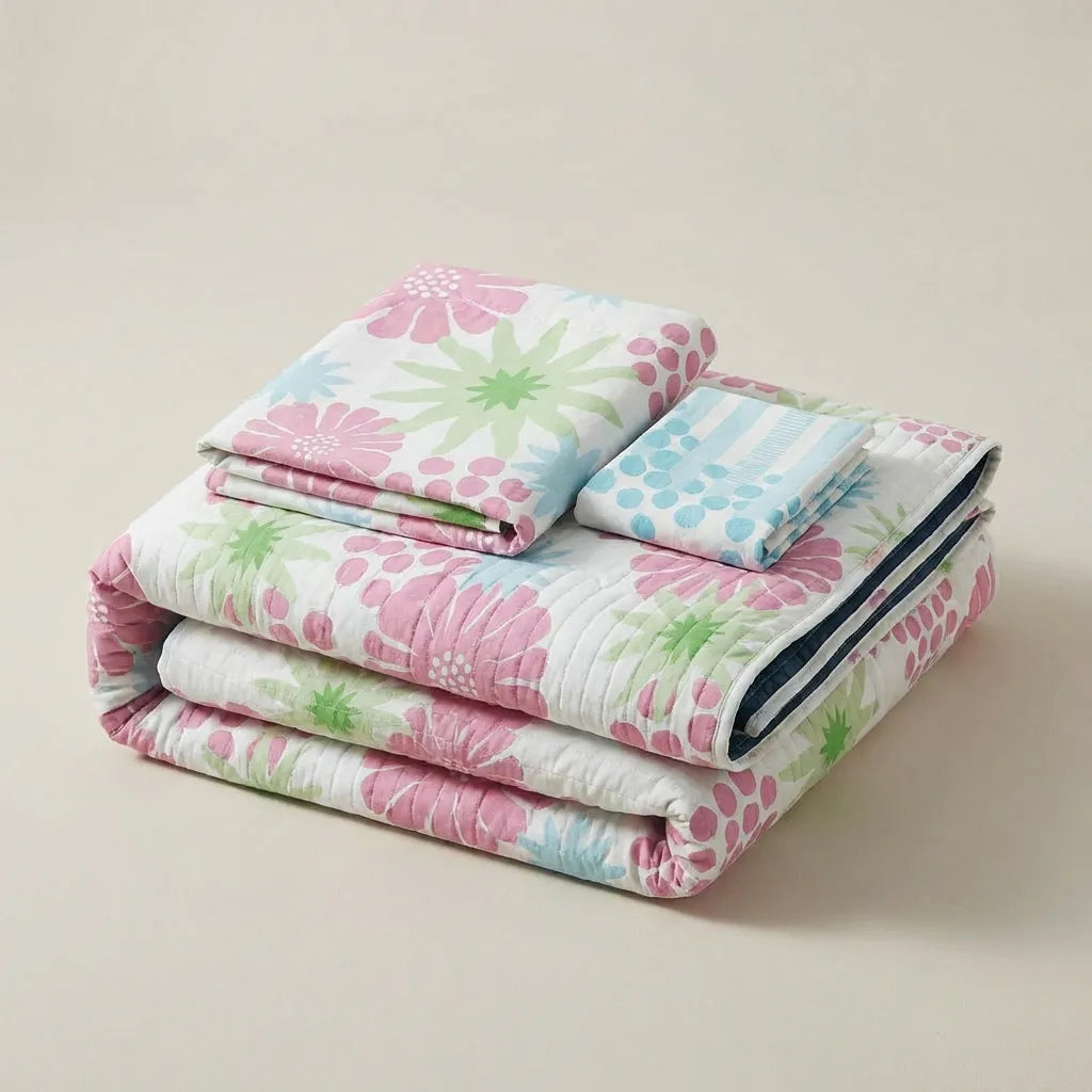 Cubrelecho Estampado Prensado Doble Faz Bubble Form Azul