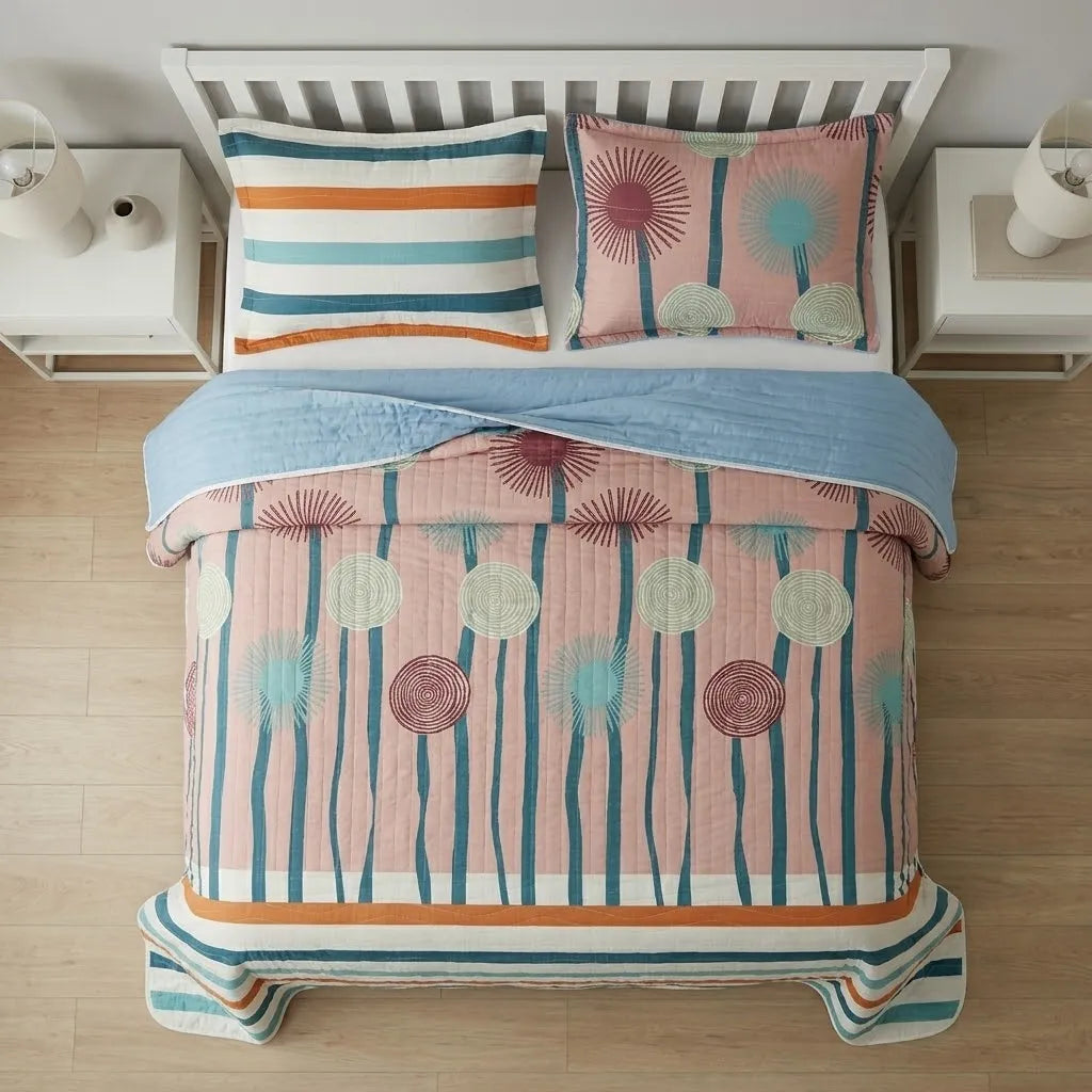 Cubrelecho Estampado Prensado Doble Faz Sol De Tierra