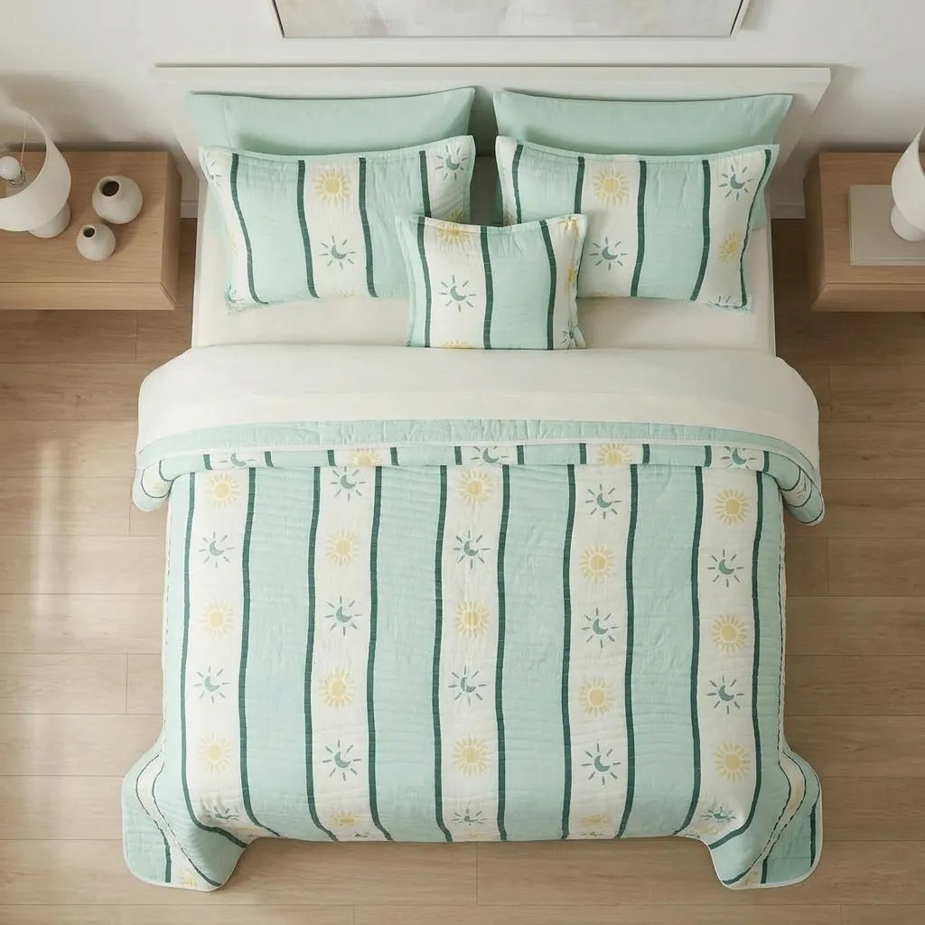 Cubrelecho Estampado Prensado Doble Faz Luna Celestial
