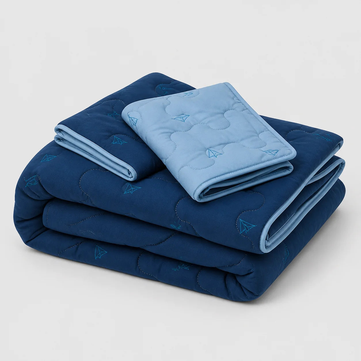 Cubrelecho Acolchado  Cotton Sense Blue Origami