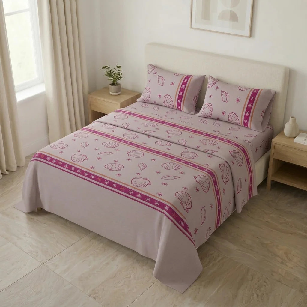 Juego De Sábanas Microfibra Suavizada Coral Marino Rosa