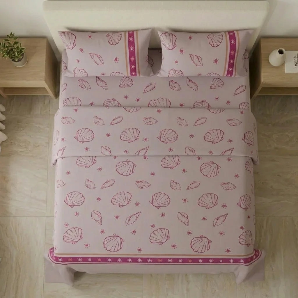 Juego De Sábanas Microfibra Suavizada Coral Marino Rosa