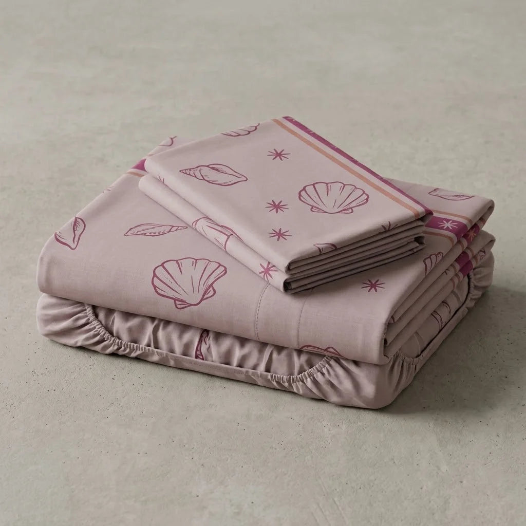 Juego De Sábanas Microfibra Suavizada Coral Marino Rosa