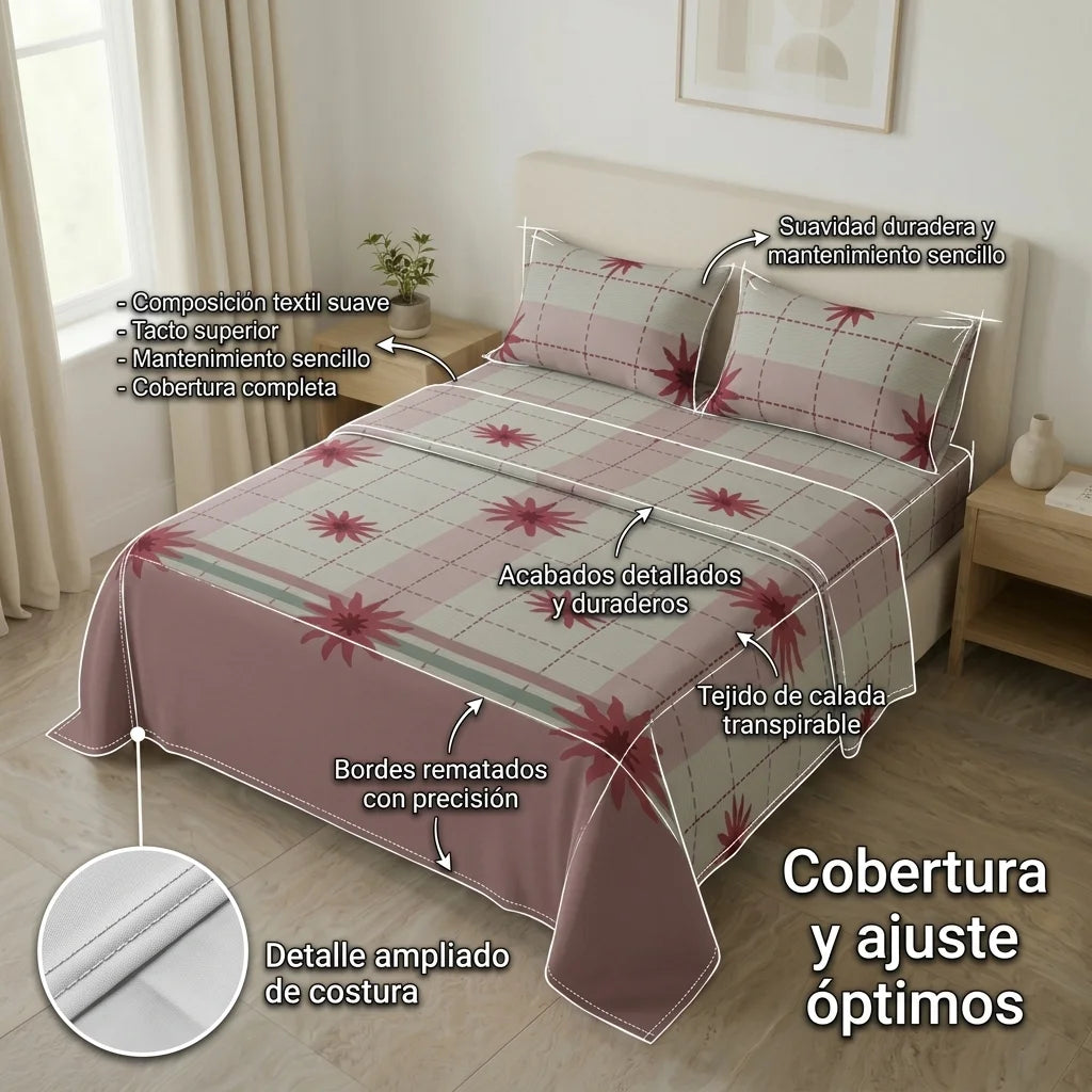 Juego De Sábanas Microfibra Suavizada Dulce Jardín