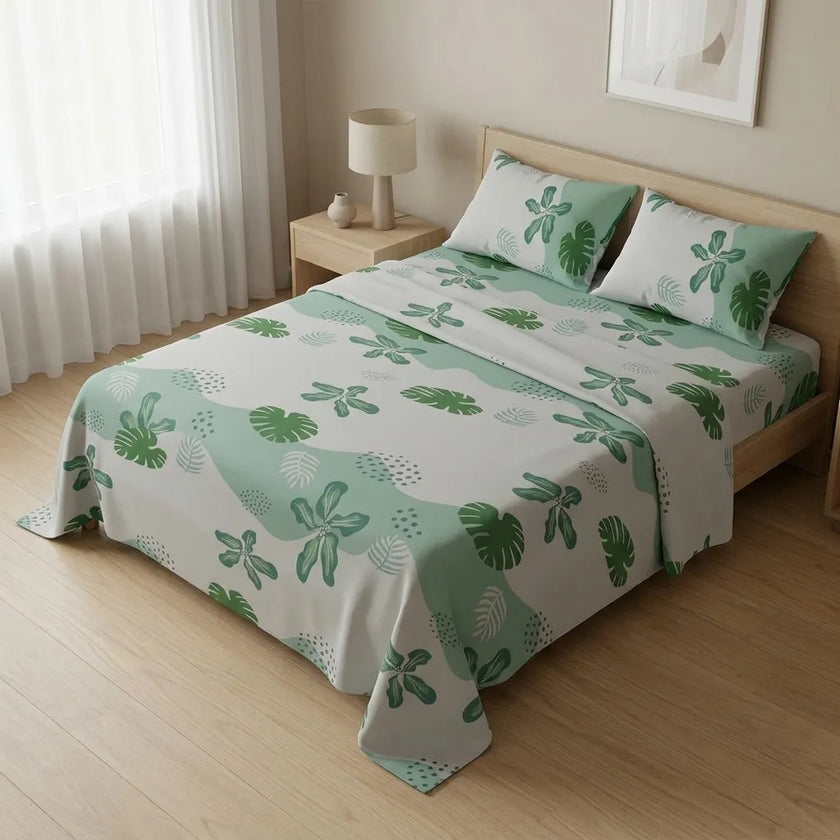 Juego De Sábanas 180 Hilos Océano Costero Verde