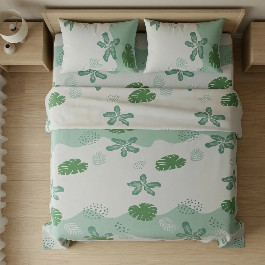 Juego De Sábanas 180 Hilos Océano Costero Verde