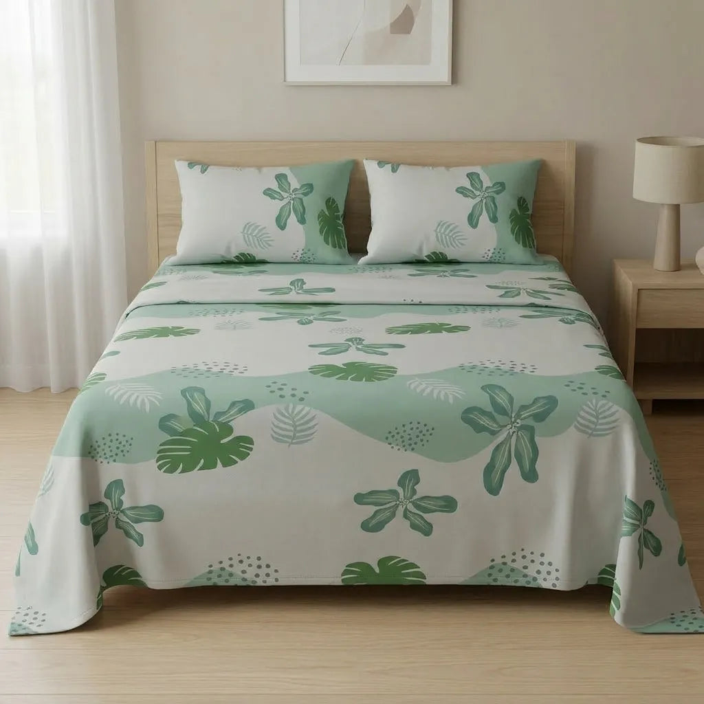Juego De Sábanas 180 Hilos Océano Costero Verde