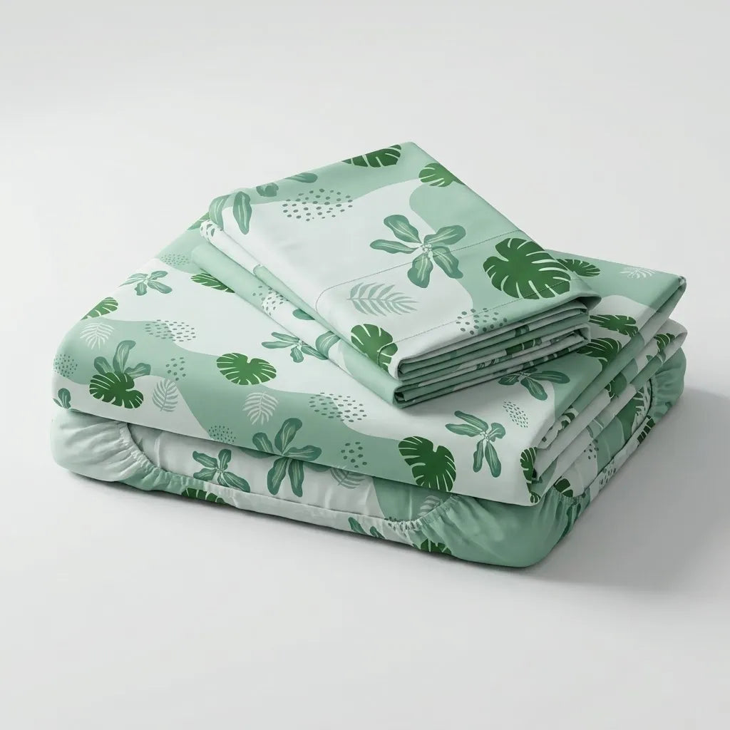 Juego De Sábanas 180 Hilos Océano Costero Verde