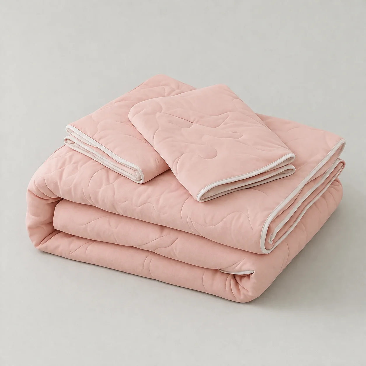 Cubrelecho Acolchado Cotton Sense Solo Fondo Rosa -Blanco