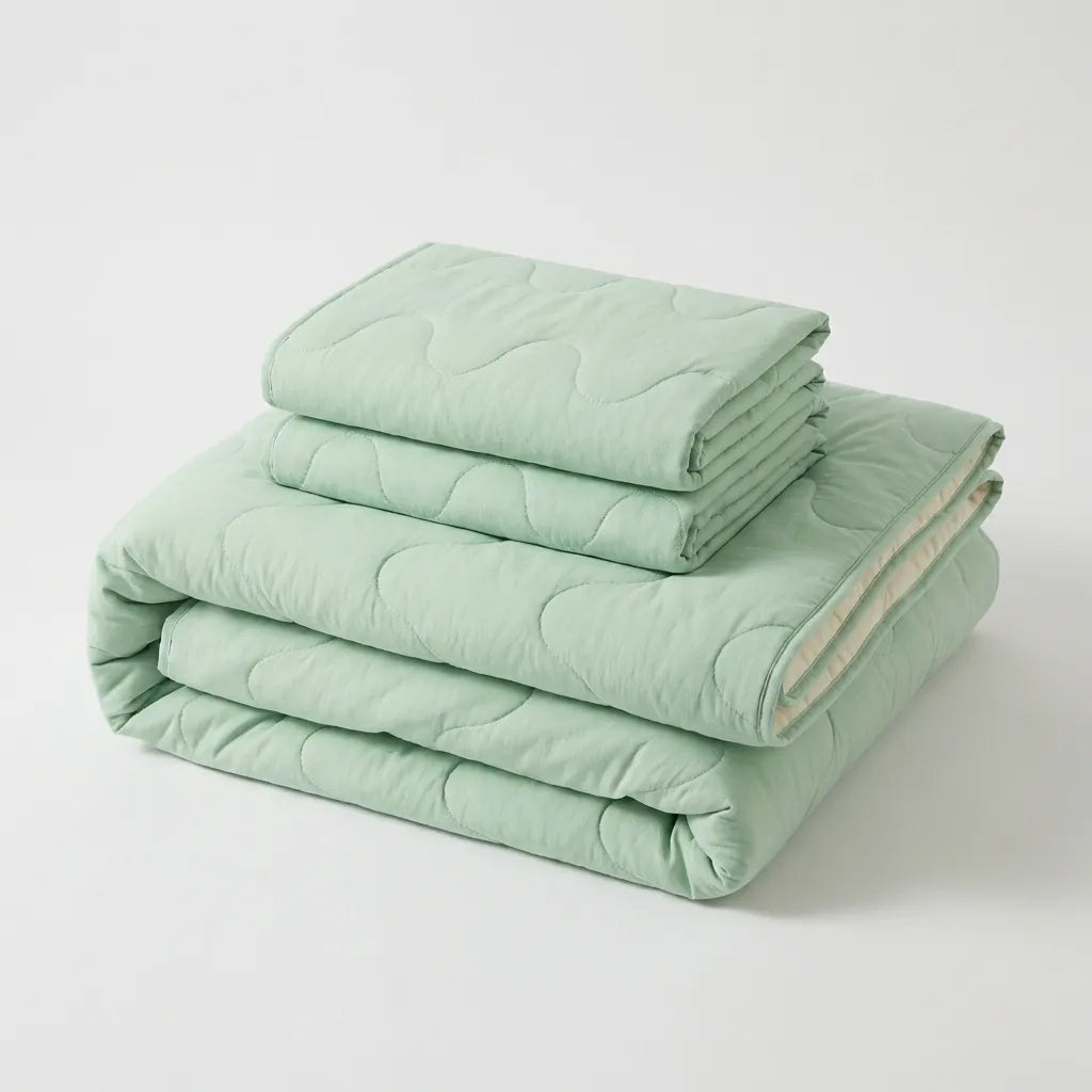 Cubrelecho Acolchado Cotton Sense Solo Fondo Verde -Beige